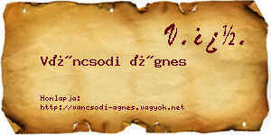 Váncsodi Ágnes névjegykártya